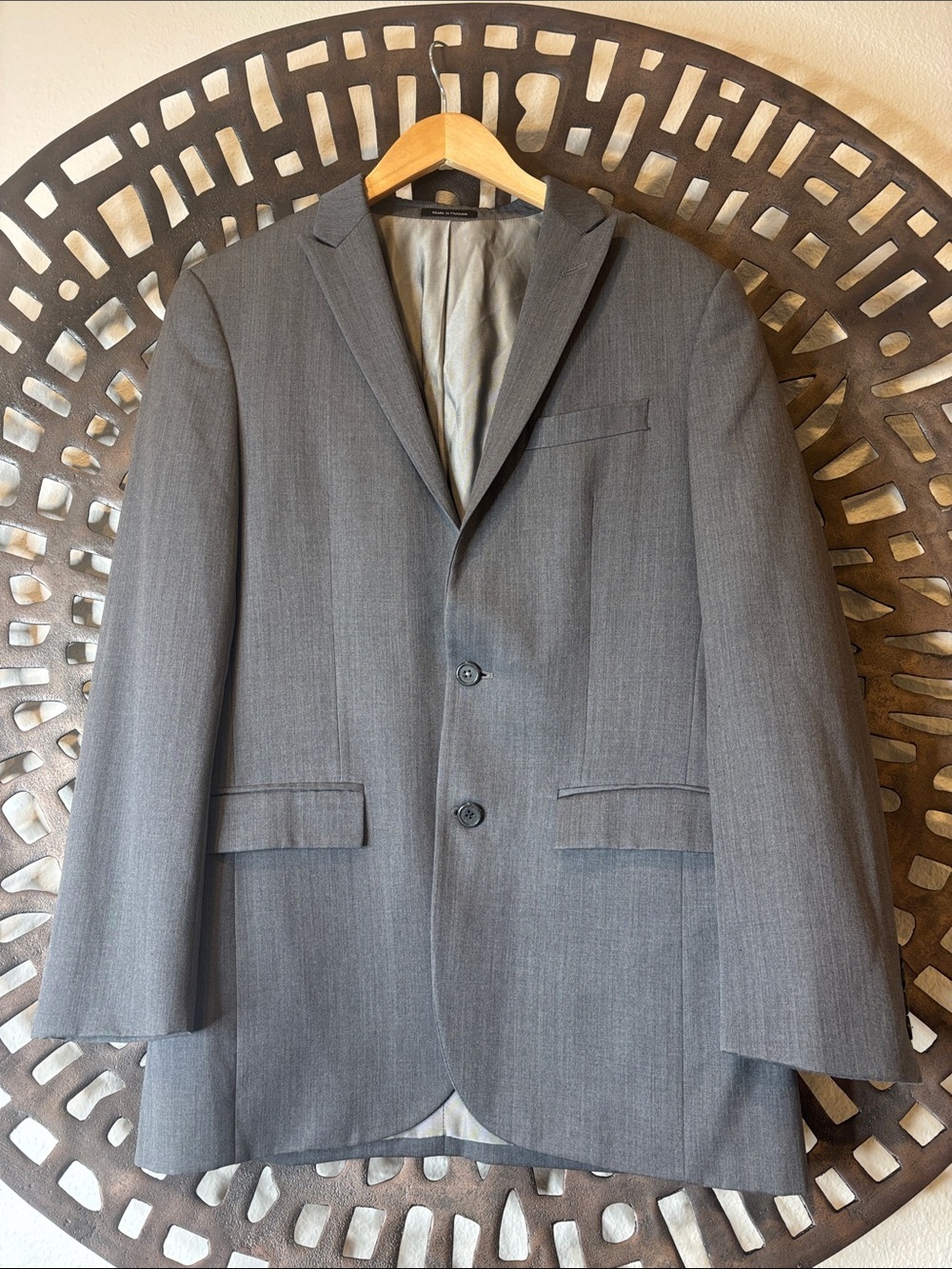 🤵 Egara Slim Fit Wool Suit Jacket Gray Two Button Blazer Men’s 38L Lined 🤵